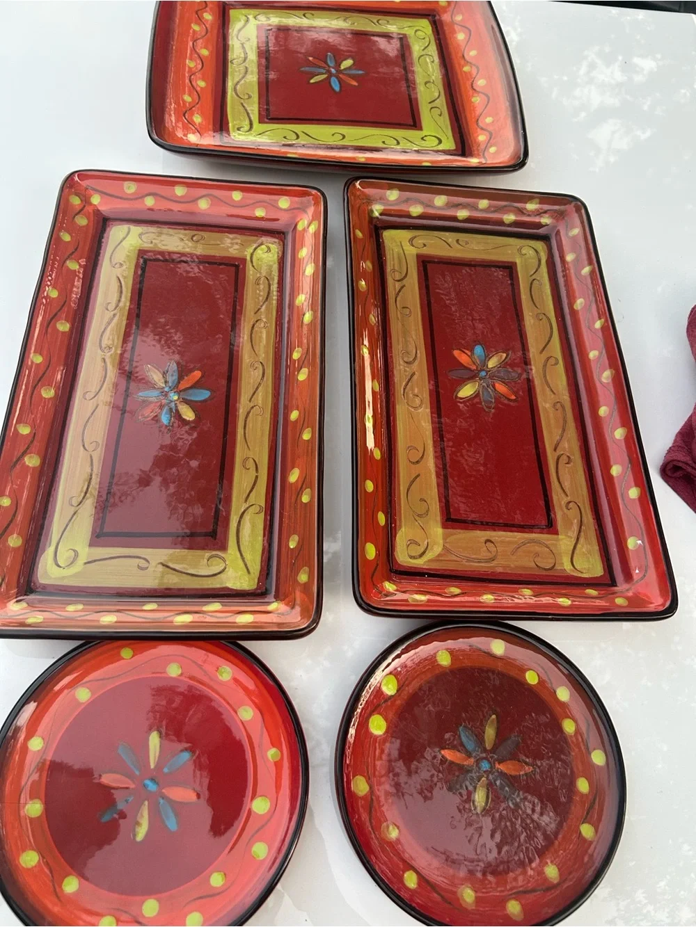 Crate & Barrel Serving Dishes and Plate Lot - Made In Italy Floral Multicolor